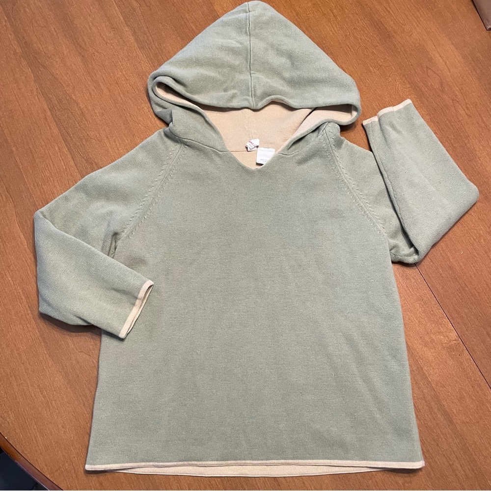 Hanna Andersson Kid 4 Sage Green Hoodie Pullover Sweater 100% Combed Cotton